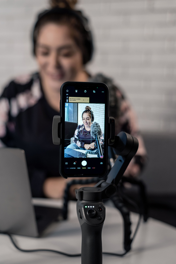 Creator filming a video