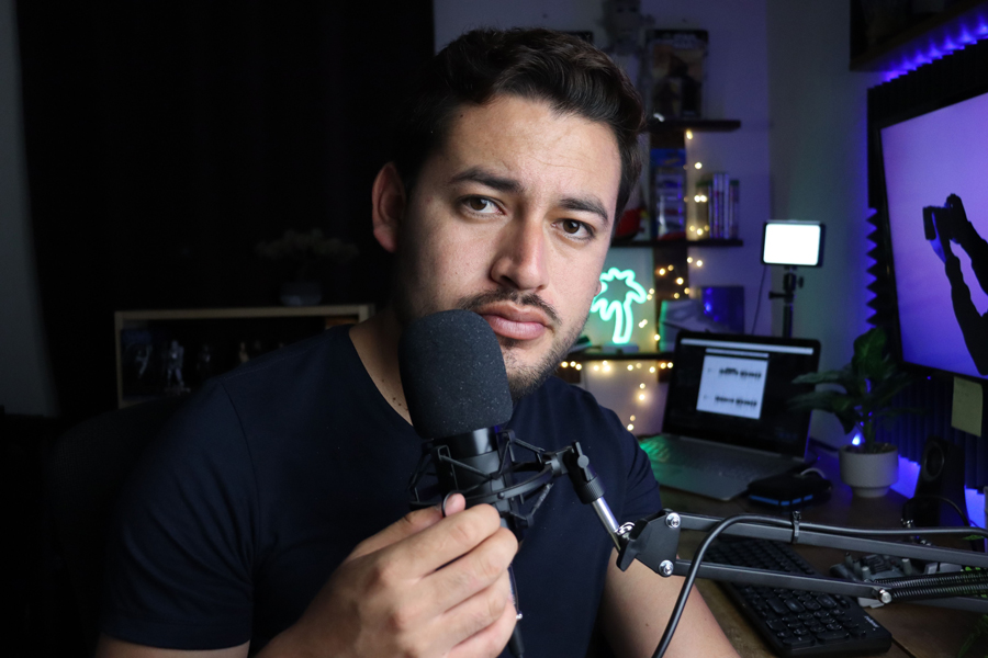 Creator recording podcast